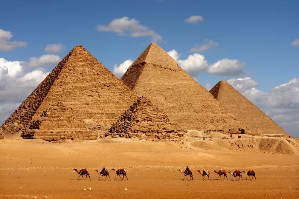 The pyramids of Giza outside Cairo