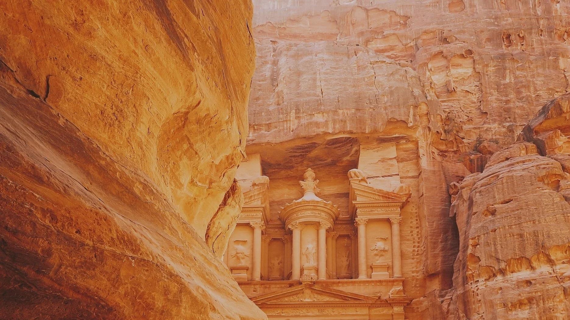 The Treasury at Petra seen from the Siq